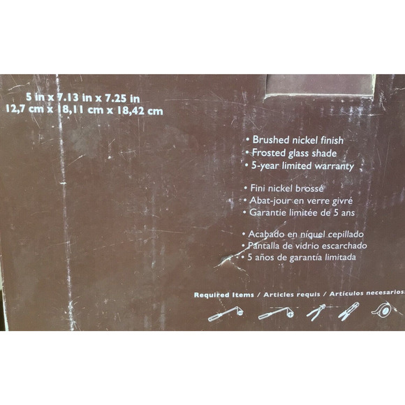 Allen + Roth Brushed Nickel Dimmable Vanity Light Frosted Glass Shade Sconce 8B - Picture 3 of 6